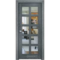 Дверь Оникс Вена 2 дуб серый, прозрачное стекло