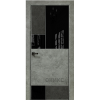 Дверь Оникс New York бетон темный/бетон светлый, глухая лакобель RAL 9005