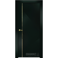 Дверь Оникс Нова эмаль черная Атлантик молдинг золото, глухая