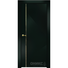 Каталог,Дверь Оникс Нова эмаль черная Атлантик молдинг золото, глухая