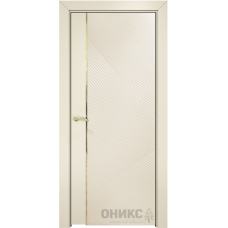 Каталог,Межкомнатная дверь Оникс Нова эмаль слоновая кость молдинг золото, глухая