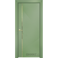 Дверь Оникс Нова эмаль RAL 6021 молдинг золото, глухая