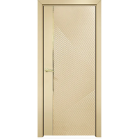 Дверь Оникс Нова эмаль RAL 1015 молдинг золото, глухая