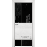 Дверь Оникс New York эмаль чёр патина серебро/эмаль бел патина серебро лакобель RAL 9005
