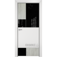 Дверь Оникс New York CPL лофт / эмаль белая, глухая с вставкой лакобель RAL 9005