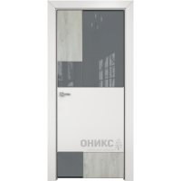 Дверь Оникс New York CPL лофт / эмаль белая, лакобель RAL 7040