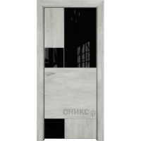 Дверь Оникс New York CPL лофт, глухая с вставкой лакобель RAL 9005