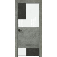 Дверь Оникс New York бетон темный/бетон светлый, глухая лакобель RAL0333