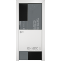 Дверь Оникс New York эмаль чёр патина серебро/эмаль бел патина серебро лакобель RAL 7040