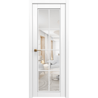 Межкомнатная дверь Микс 1 Белая Эмаль, Прозрачное стекло