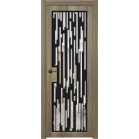 Дверь Межкомнатная Микс 18 Дуб галифакс Эмаль RAL 9003, Прозрачное стекло