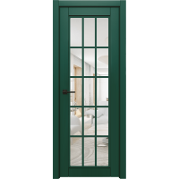 Дверь Межкомнатная Микс 2 Эмаль RAL 6005, Прозрачное стекло