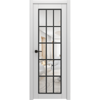 Дверь Межкомнатная Микс 2 Софт айвори RAL 7021, Прозрачное стекло