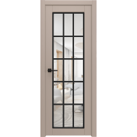 Дверь Межкомнатная Микс 2 Софт мокко Эмаль Черный янтарь, Прозрачное стекло