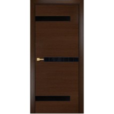Каталог,Дверь Оникс Силуэт Lacobel RAL 9005 с алюминиевой кромкой, венге