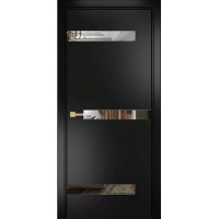 Дверь Оникс Силуэт с зеркалом, с алюминиевой кромкой, эмаль черная