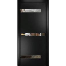 Каталог,Дверь Оникс Силуэт с зеркалом, с алюминиевой кромкой, эмаль черная