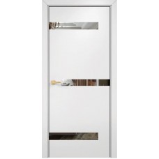 Каталог,Дверь Оникс Силуэт с зеркалом, с алюминиевой кромкой, эмаль белая