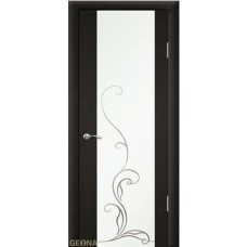 Каталог,Дверь Геона Люкс 1 Эконом, Стекло лакобель белая шелкография с рисунком, Венге темный 26