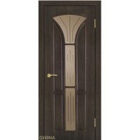 Дверь Геона Сапфир-3, ДО бронзовое, сатинат с алмазной гравировкой, ПВХ, Орех темный 27