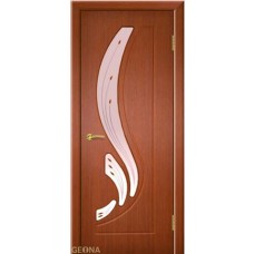 Межкомнатные двери,Дверь Геона Лира, ДО бронзовое, пескоструй с фьюзингом, ультрашпон, Яблоня темная тисненая 16
