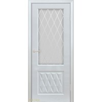 Дверь Геона Дива, ДО Сатинат с гравировкой, ПВХ-шпон, Белый глянец