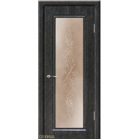 Дверь Геона Сиена, Тонированный matelux с гравировкой, ПВХ-шпон, Венге темный 26 патина серебро