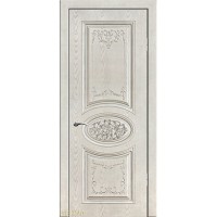 Дверь Геона Сильвия-1, ДГ, ПВХ-шпон, Белый, патина серебряная