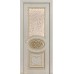 Дверь Геона Сильвия-1, Сатинат тонированный, окрашенный витраж, ПВХ-шпон, Квазар перламутр, патина золотая