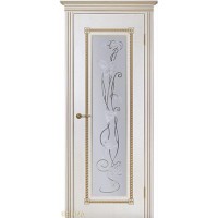 Дверь Геона Тоскана, Сатинат с гравировкой, ПВХ-шпон, Ясень белое золото, патина золотая