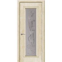 Дверь Геона Тоскана, Сатинат с гравировкой, ПВХ-шпон, Ясень жемчужное золото