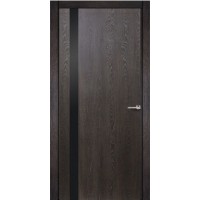 Дверь межкомнатная Albina-1 Vetro Лакобель черный, Eco Flex, Дуб Мокко
