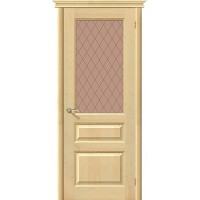 Дверь без отделки из массива сосны DB М-5, сатинато бронзовое Кристалл