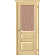 Каталог,Дверь без отделки из массива сосны DB М-5, сатинато бронзовое Кристалл