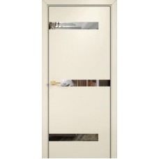 Каталог,Дверь Оникс Силуэт с зеркалом, с алюминиевой кромкой, эмаль слоновая кость