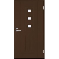 Утепленная финская входная дверь В0060 стеклопакет Stippolyte, коричневый