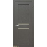 Дверь Геона L-18, Сатинат светлый, ПВХ-шпон, Софт графит