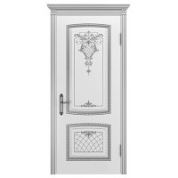 Ульяновские двери, Симфония 2 В-3 ДГ, эмаль белая патина серебро