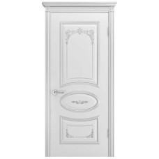Межкомнатные двери,Ульяновские двери, Ария-Грейс-2-В3 ДГ, эмаль белая патина серебро