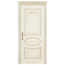 Межкомнатные двери,Ульяновские двери, Ария-Грейс В4 ДГ, эмаль слоновая кость белая патина золото (под заказ)