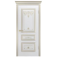 Ульяновские двери, Трио Корона В-3 ДГ, Эмаль белая с патиной белое золото