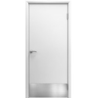 Дверь пластиковая влагостойкая с отбойной пластиной, композитный ПВХ, цвет белый
