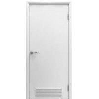 Дверь пластиковая влагостойкая с вентиляционной решеткой, композитный ПВХ, цвет белый (на заказ)
