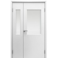 Дверь пластиковая влагостойкая ДО, двустворчатая, композитный ПВХ, цвет белый