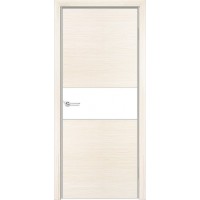 Дверь межкомнатная Q-5, лакобель белый, экошпон с алюминиевой кромкой, беленый дуб