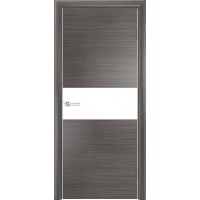 Дверь межкомнатная Q-5, лакобель белый, экошпон с алюминиевой кромкой, серый
