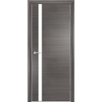 Дверь межкомнатная Q-7, лакобель белый, экошпон с алюминиевой кромкой, серый