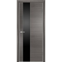 Дверь межкомнатная Q-8, лакобель черный, экошпон с алюминиевой кромкой, серый