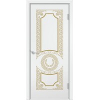 Дверь межкомнатная Б-6 ДГ, эмаль, белый с патиной золото