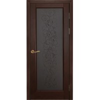 Белорусская дверь, Витраж, ПО, Махагон, массив сосны